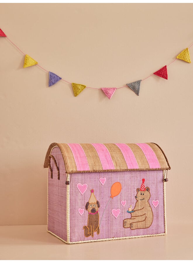 Rice | raffia basket | pink party animal theme | large