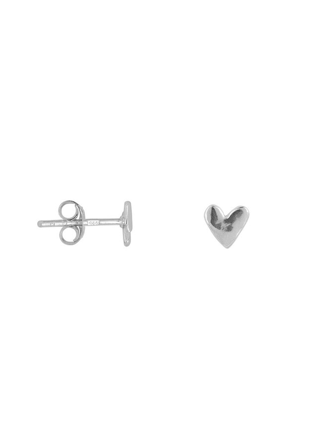 Bibi Camille | mini heart stud earring | silver | plain