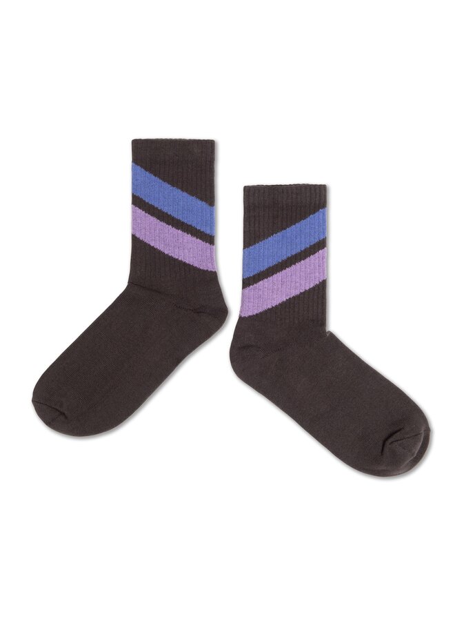 Repose AMS | sporty socks | charcoal grey stripe