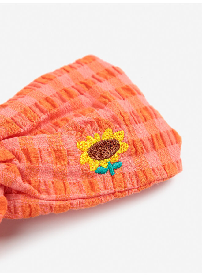 Bobo Choses | vichy woven headband | coral pink