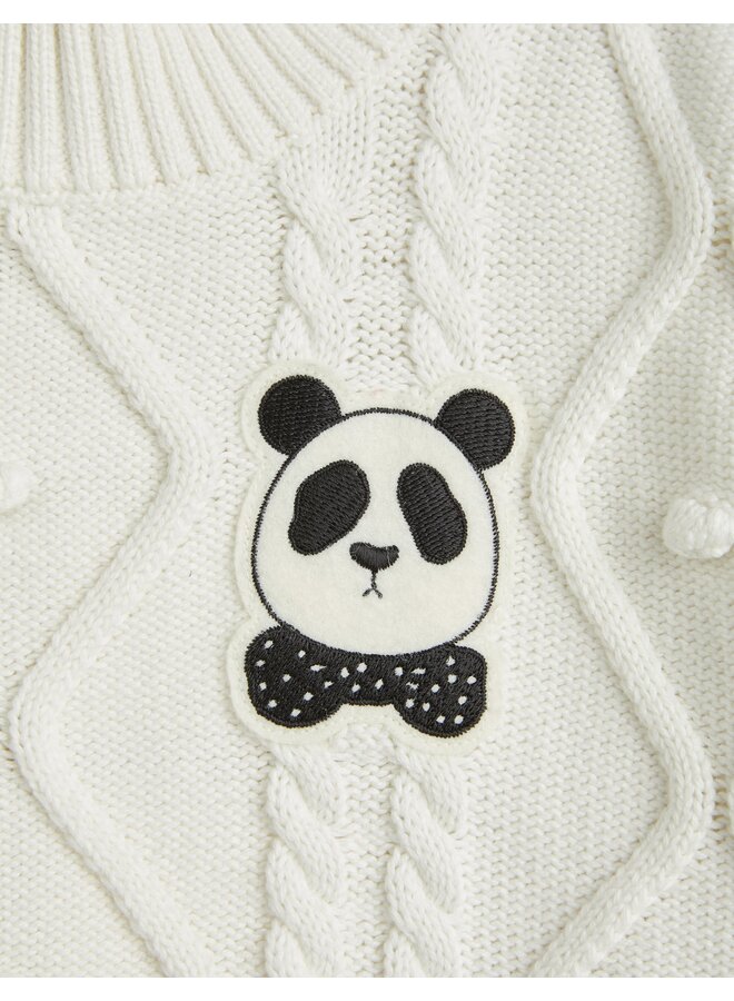 Mini Rodini | panda texture knit sweater | offwhite