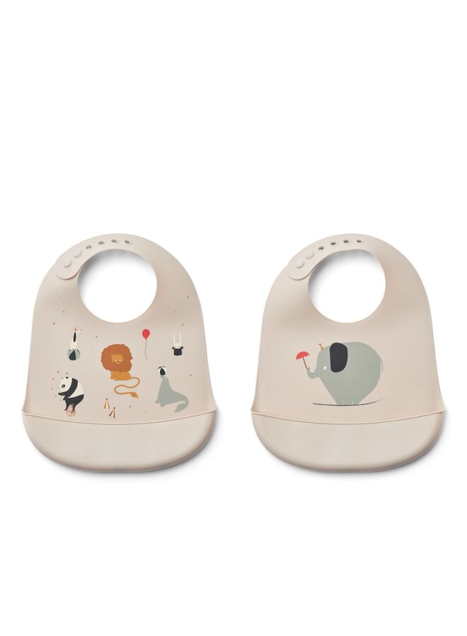 Liewood | tilda printed bib 2-pack | circus/sandy