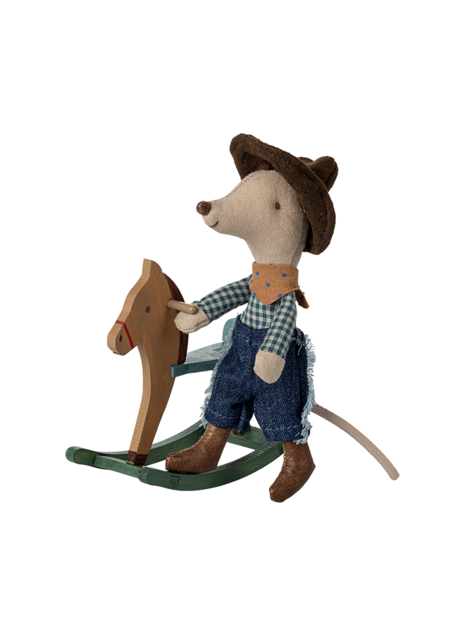 Maileg | cowboy mouse on rocking horse | little brother