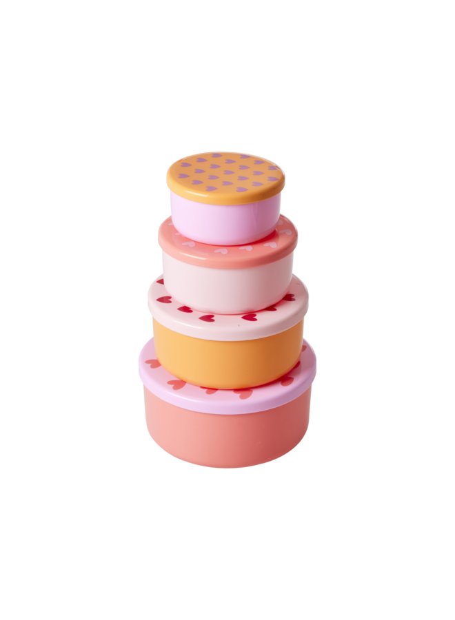 Rice | round food boxes with hearts | set of 4
