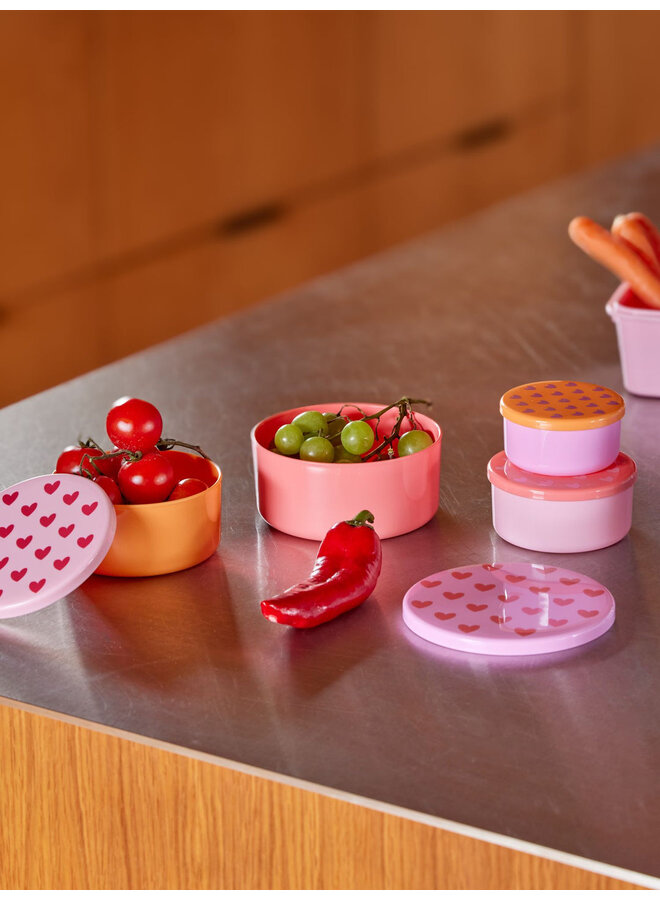 Rice | round food boxes with hearts | set of 4