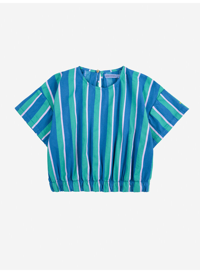 Bobo Choses | striped crop shirt | blue