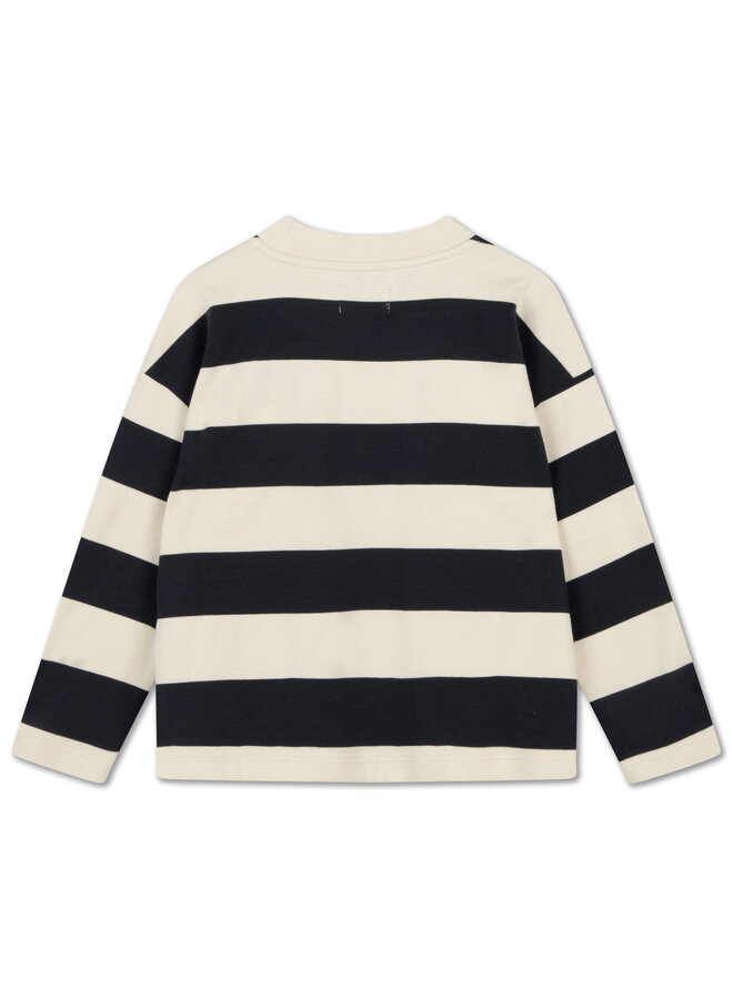 Repose | oversized boxy sweater | graphite night block stripe