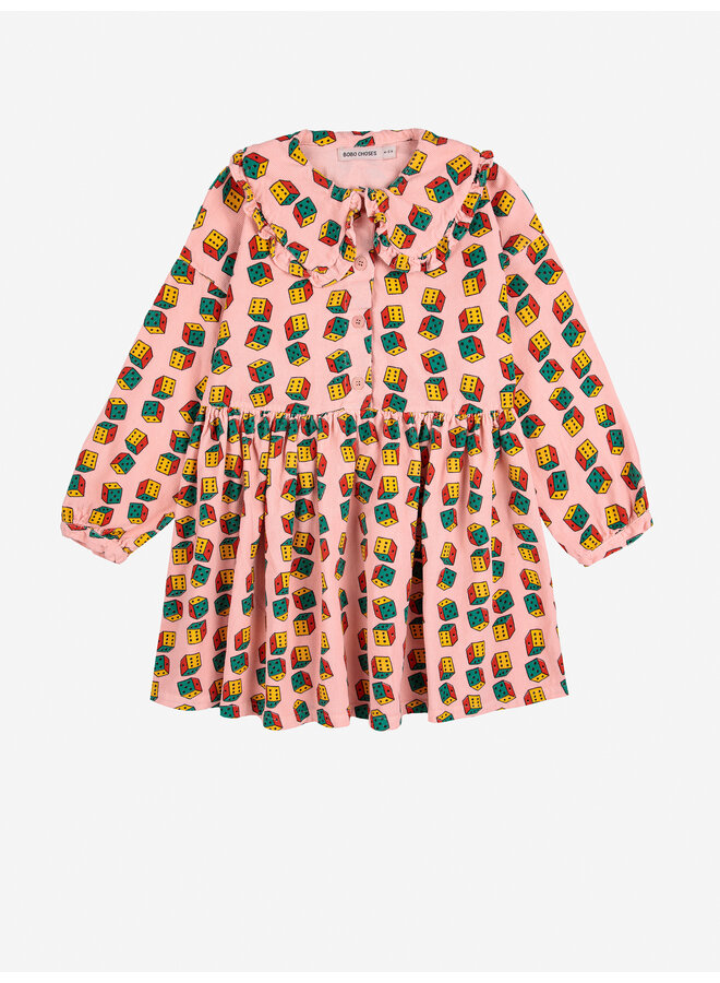 Bobo Choses | dices all over micro corduroy dress | pink
