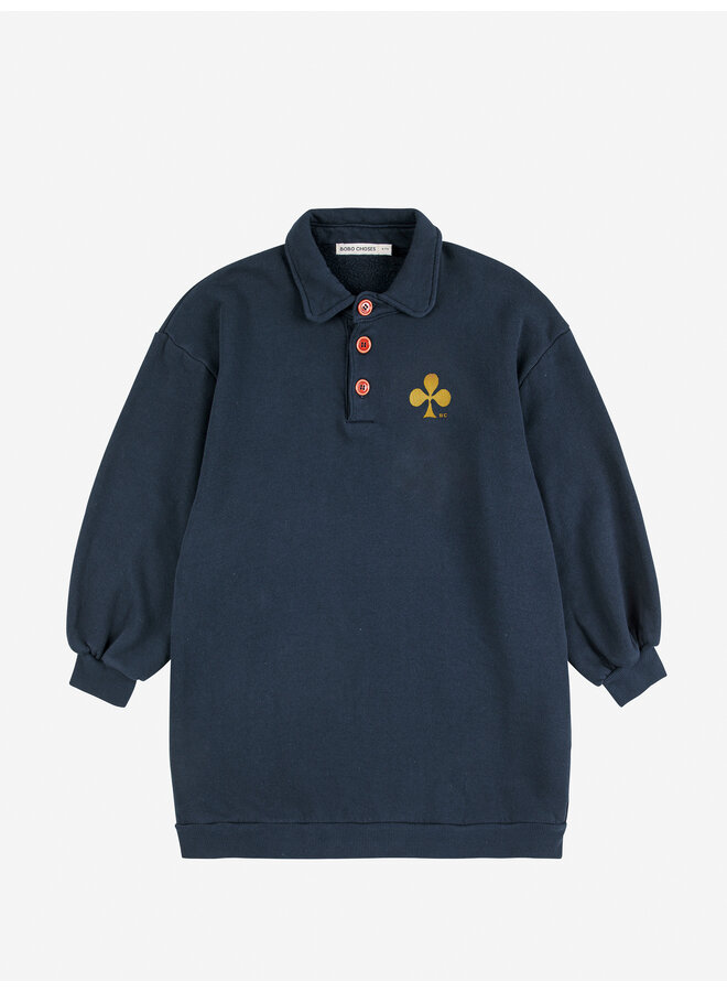 Bobo Choses | clover polo sweatshirt dress | midnight blue