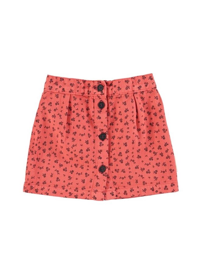 Piupiuchick | short skirt | raspberry w/ black flowers