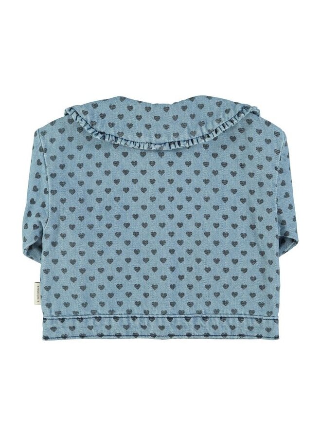 Piupiuchick | jacket | washed blue denim w/ black hearts