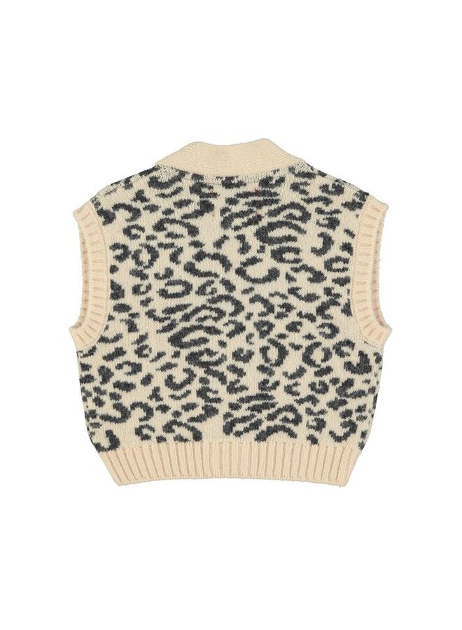 Piupiuchick | knitted waistcoat | light pink w/ black animal print