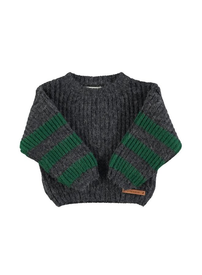 Piupiuchick | knitted sweater | grey & green stripes