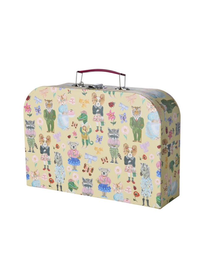 Rice | cardboard suitcase with nathalie l'été design in cream | groot