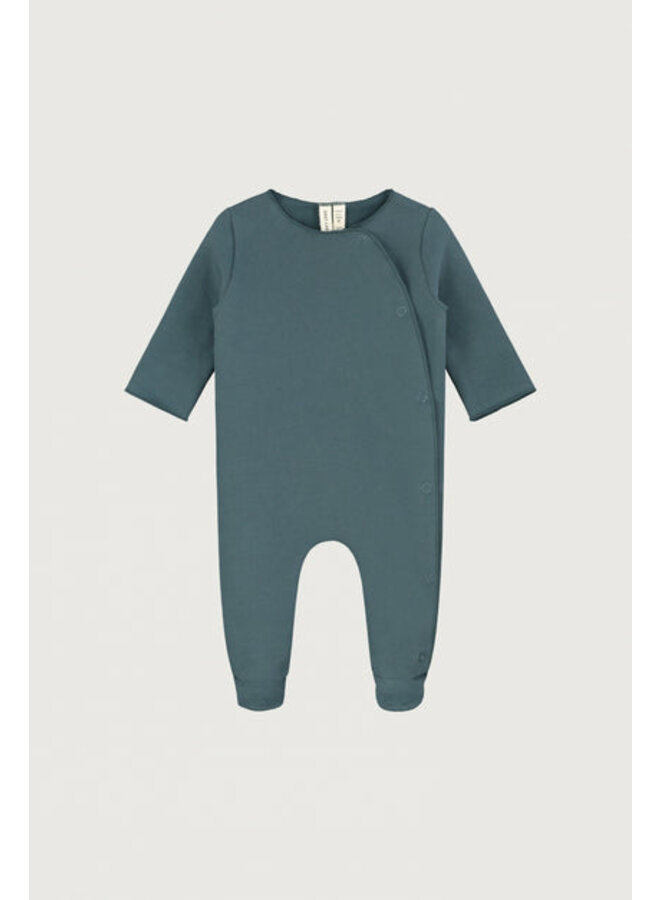 Gray Label | newborn suit with snaps gots | blue grey