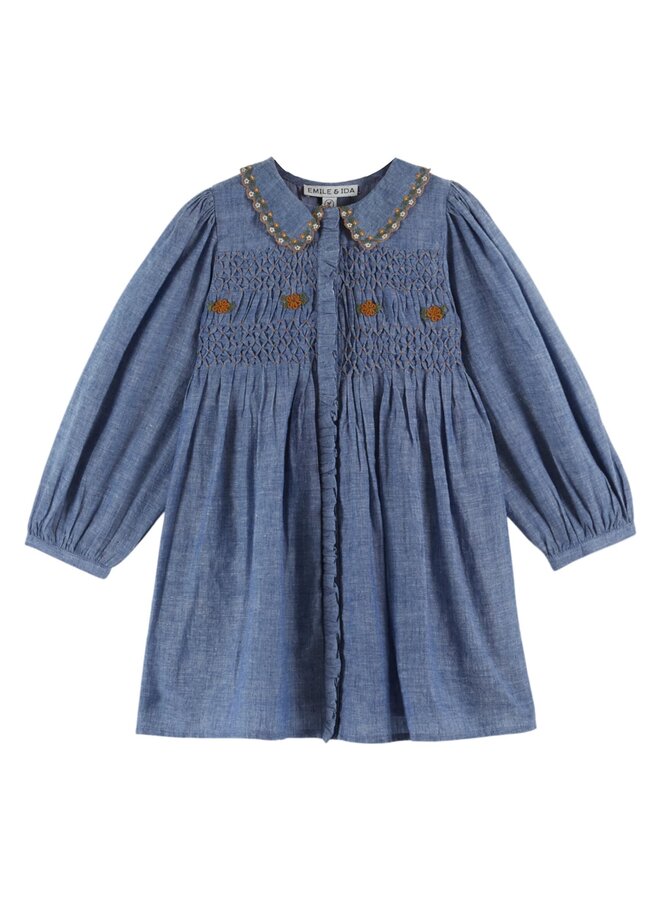 Emile et Ida | robe smockee | chambray