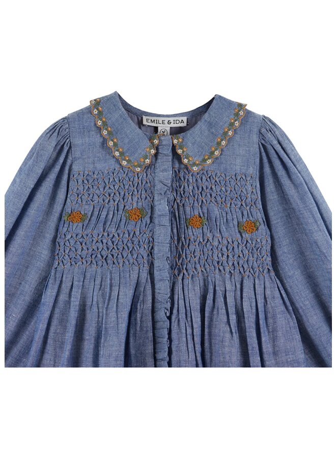 Emile et Ida | robe smockee | chambray