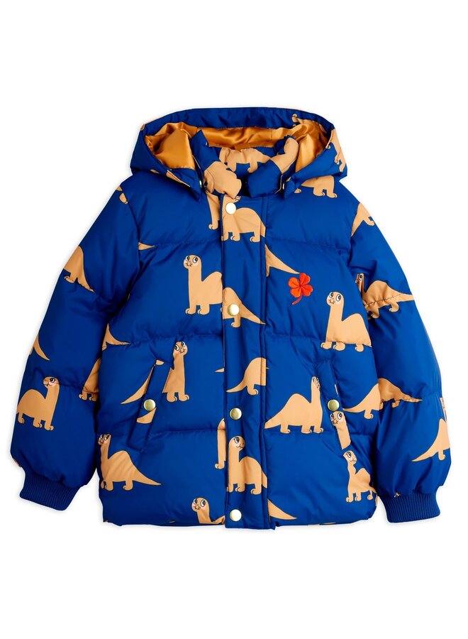 Mini Rodini | dinos aop hooded puffer | blue