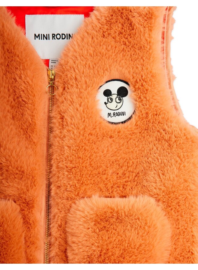 Mini Rodini | ritzratz patch faux fur vest | pink