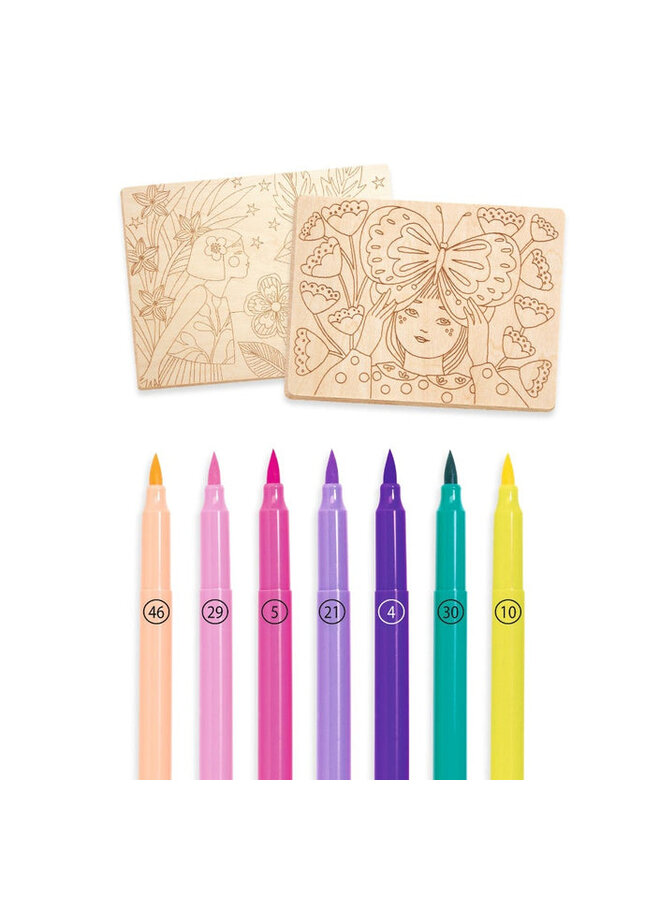 Djeco | knutselpakket | kleuren op hout | sweet girls