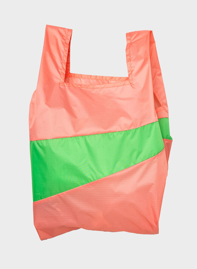Susan Bijl |shopping bag | coral & greenscreen | large