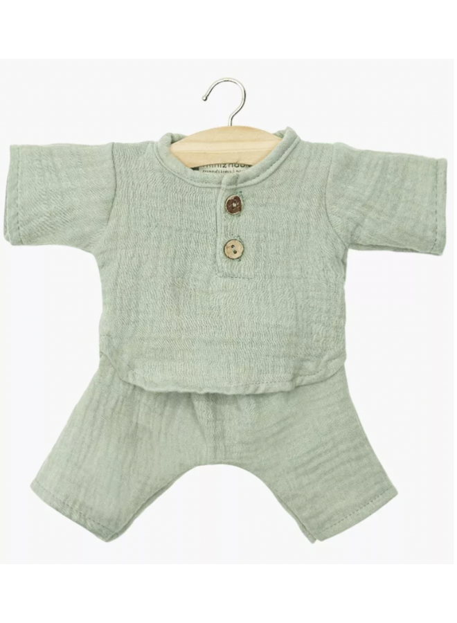 Minikane | poppenkleertjes 28 cm | broekje en blouse mintgroen