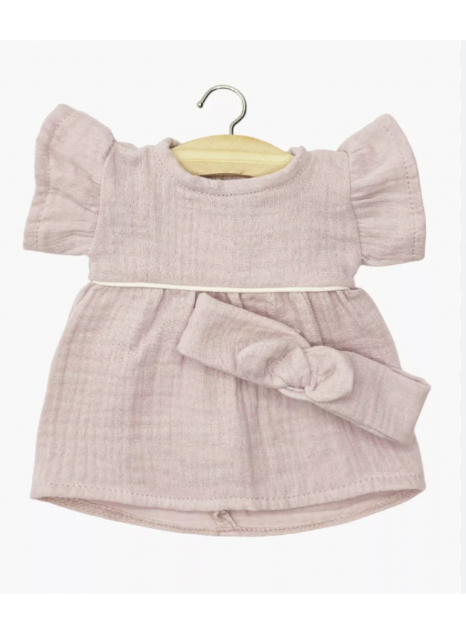 Minikane | poppenkleertjes | jurk met haarband oud roze