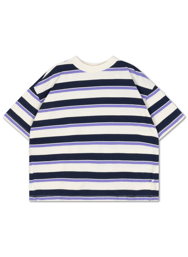 Repose | boxy tee | cream teal glacier stripe