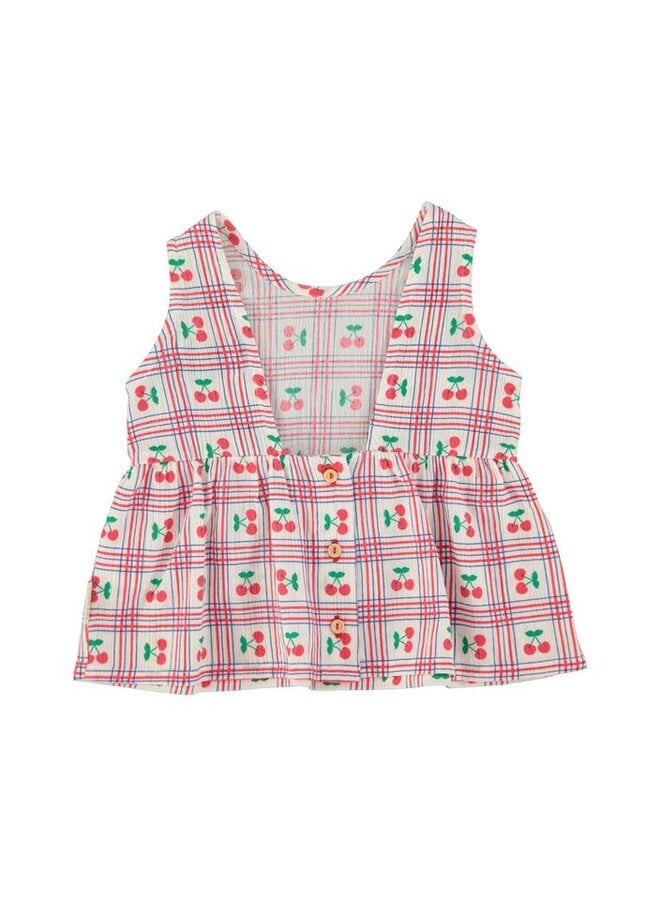 Piupiuchick | top | ecru w/ cherries allover