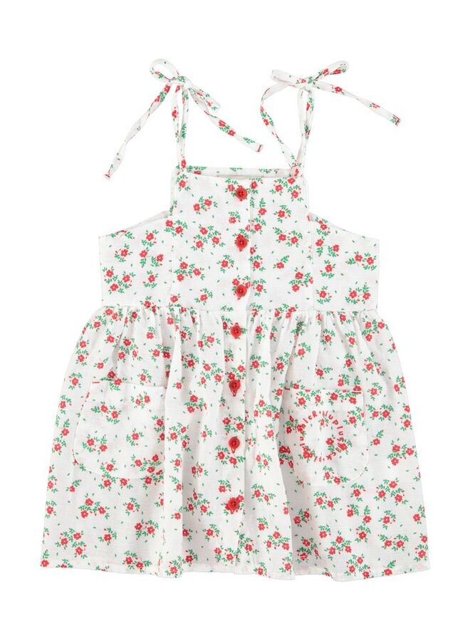 Piupiuchick | short dress | ecru w/ red flowers allover