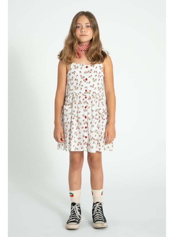Piupiuchick | short dress | ecru w/ red flowers allover