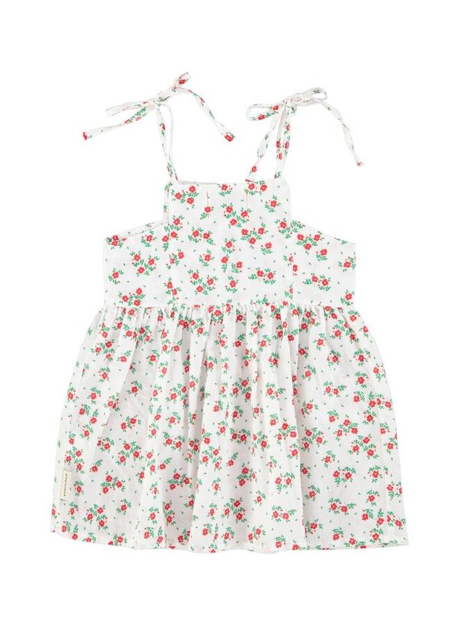 Piupiuchick | short dress | ecru w/ red flowers allover