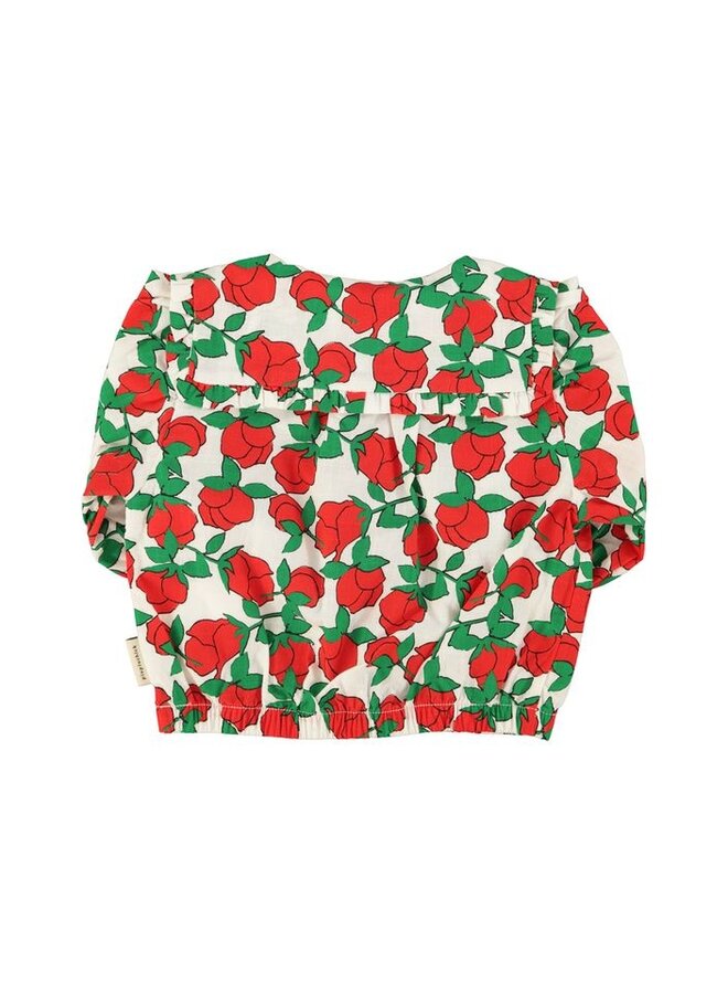 Piupiuchick | blouse w/ sailor collar | ecru w/ red roses print