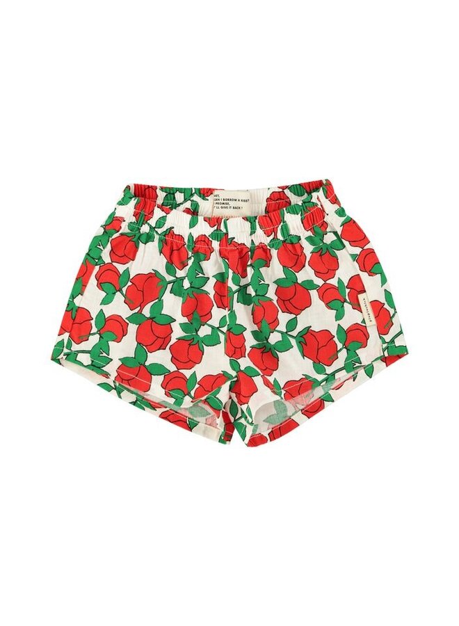 Piupiuchick | shorts | ecru w/ red roses print