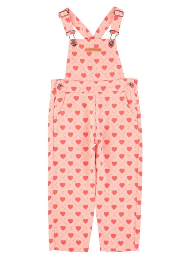 Piupiuchick | dungarees | pink w/ red hearts allover