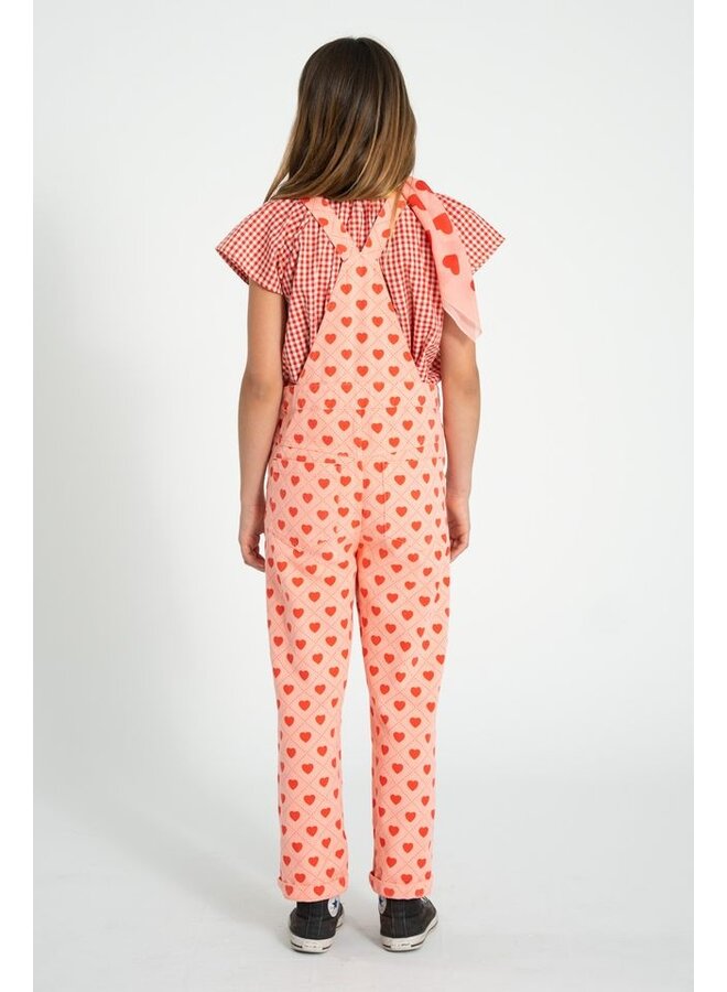 Piupiuchick | dungarees | pink w/ red hearts allover