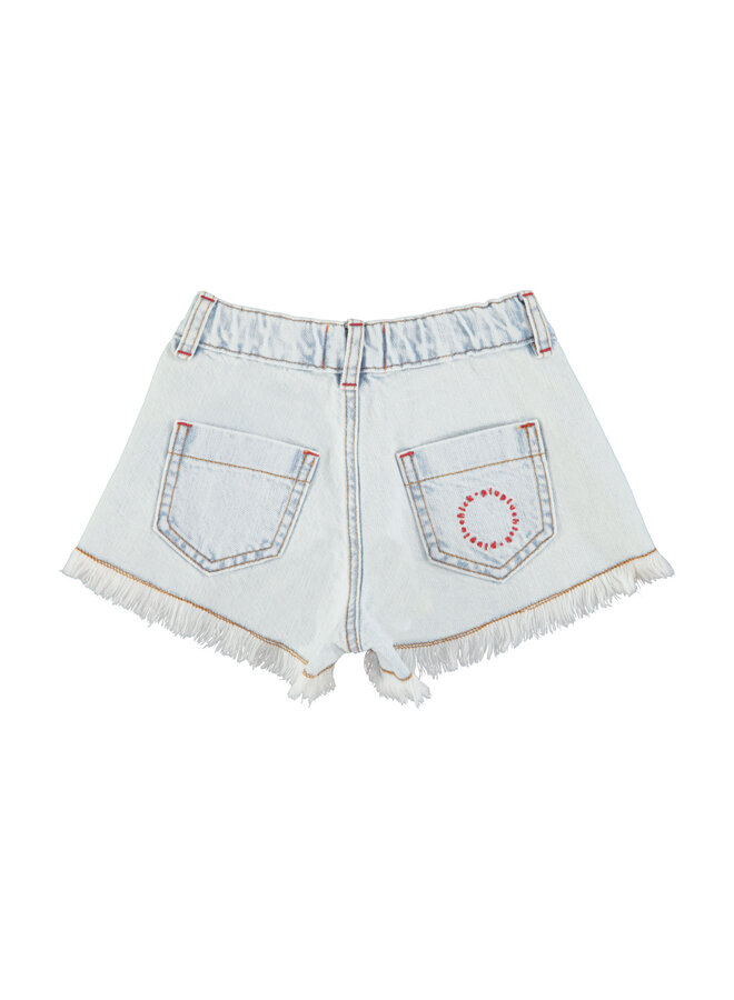 Piupiuchick | shorts w/ fringes | washed light blue denim