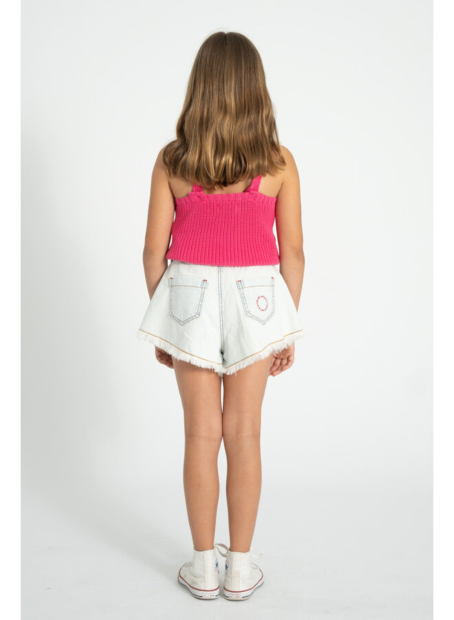 Piupiuchick | shorts w/ fringes | washed light blue denim