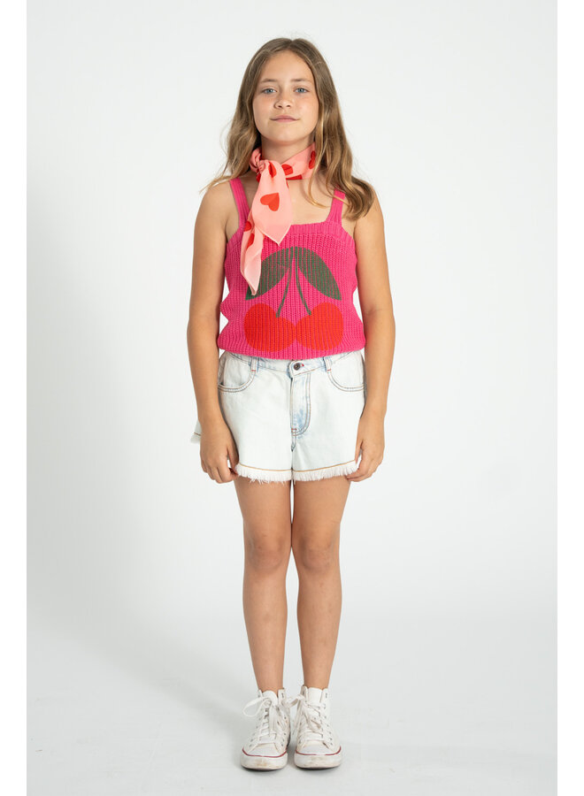 Piupiuchick | shorts w/ fringes | washed light blue denim