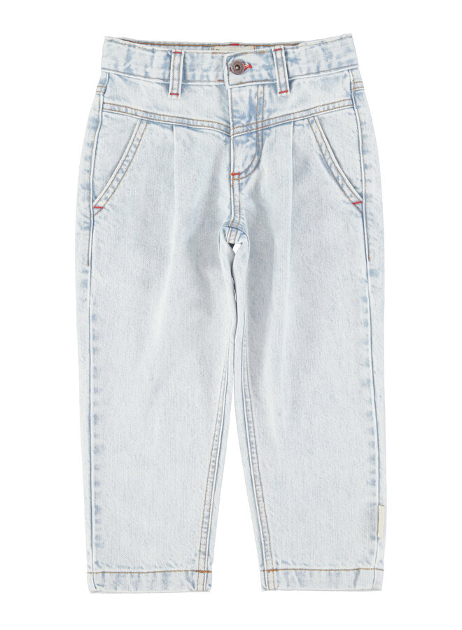 Piupiuchick | mom fit trousers | washed light blue denim