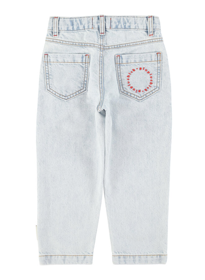 Piupiuchick | mom fit trousers | washed light blue denim