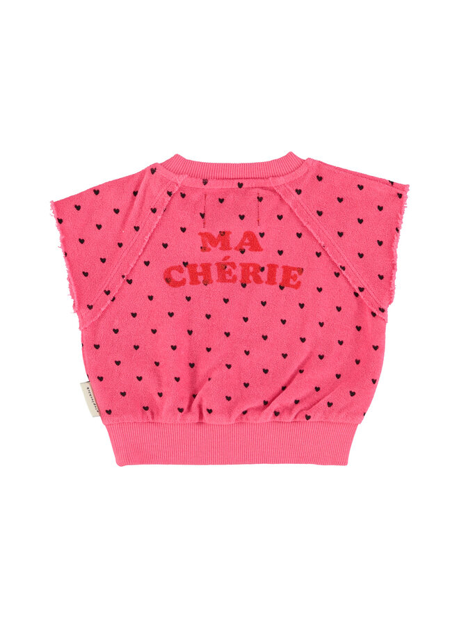Piupiuchick | sleeveless sweatshirt |pink w/ cherry print