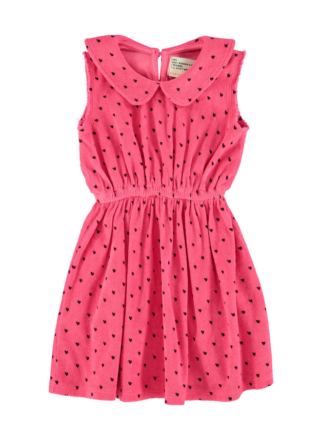 Piupiuchick | short dress w/ collar | pink w/ black hearts allover