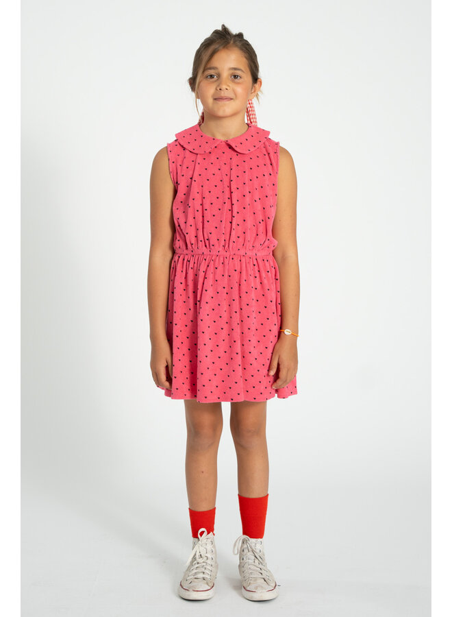 Piupiuchick | short dress w/ collar |pink w/ black hearts allover