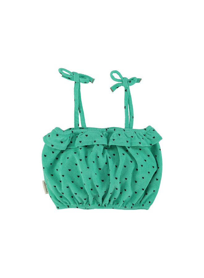 Piupiuchick | top w/ straps | green w/ black hearts allover