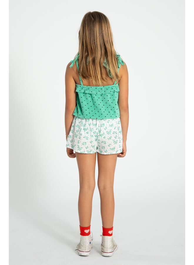 Piupiuchick | top w/ straps | green w/ black hearts allover