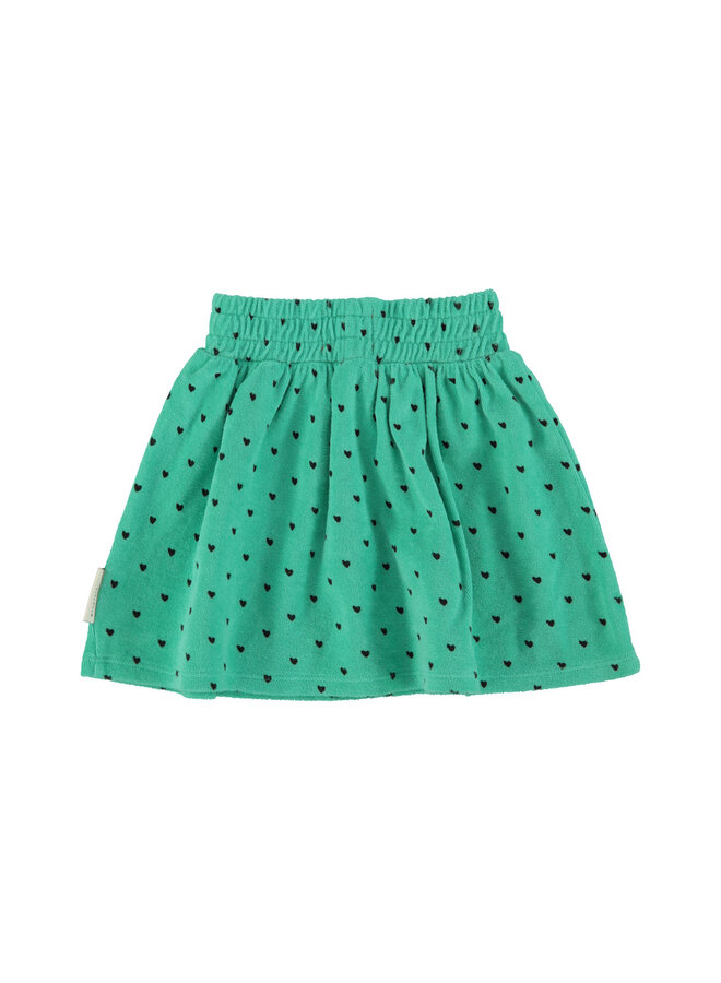 Piupiuchick | short skirt | green w/ black hearts allover