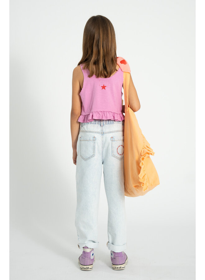 Piupiuchick | top | pink w/ "peace" print