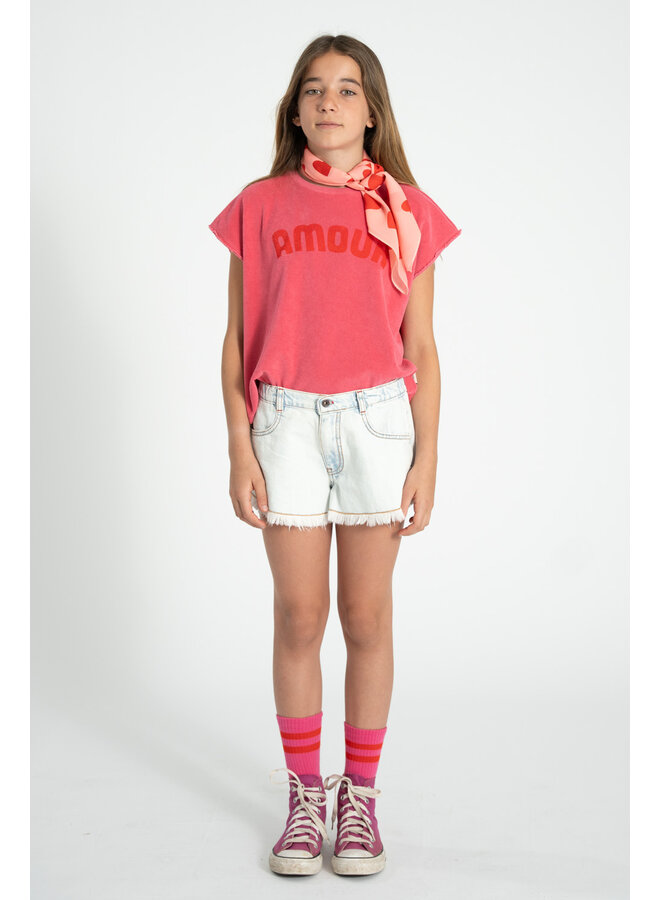 Piupiuchick | sleeveless top | pink w/ "amour" print