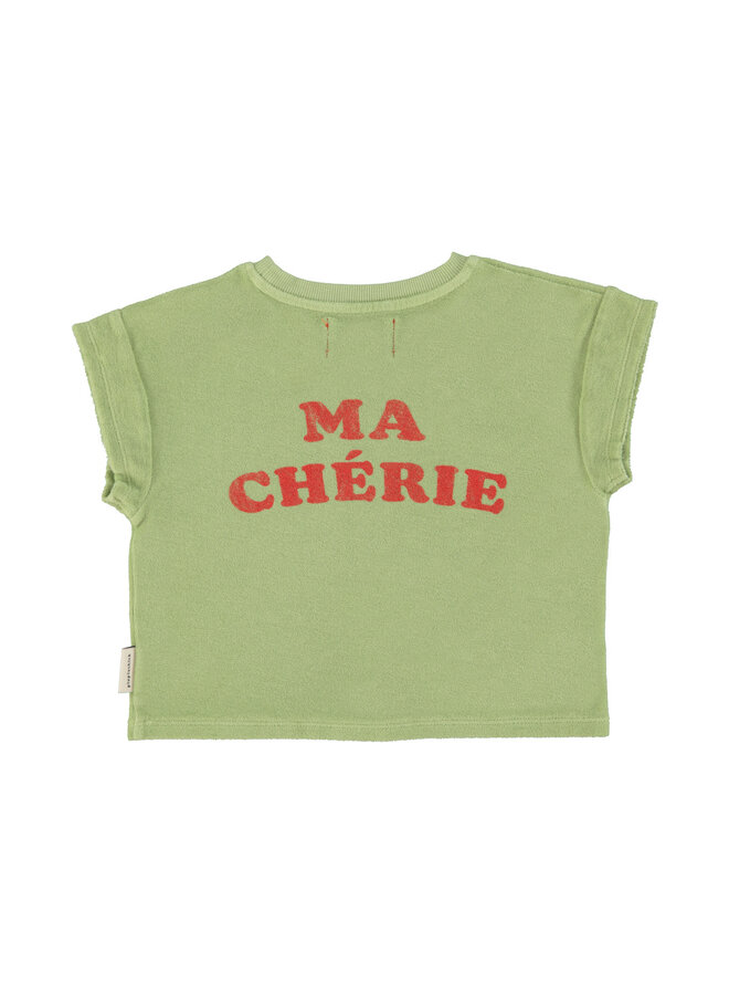 Piupiuchick | t'shirt | light olive w/ cherry print